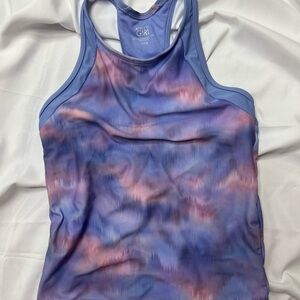 Athleta Girls Blue-Purple Tie-Dye Racerback Tank